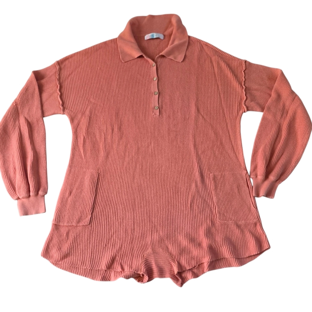 Free People Beach Peach Picnic Sweater Romper Size XL
